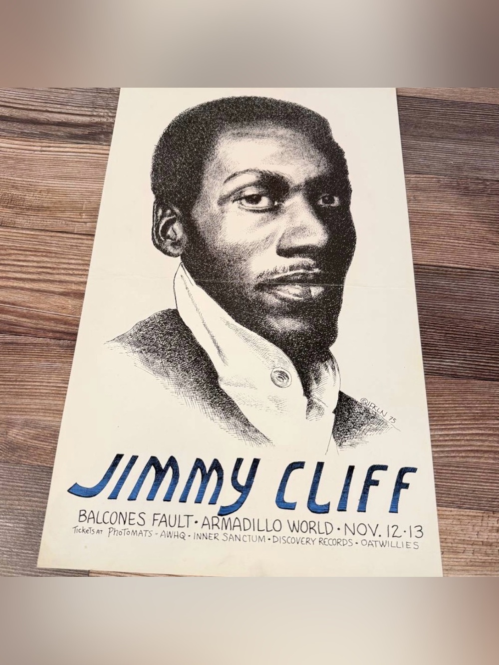 Original 1975 Jimmy Cliff Concert Poster - Art by Jim Franklin